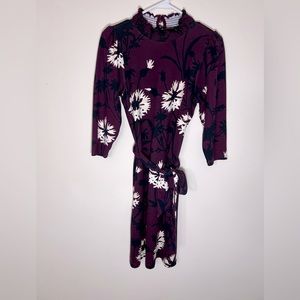 Ann Taylor Factory Purple Flowered Long Sleeve Sheathe Dress Size XS